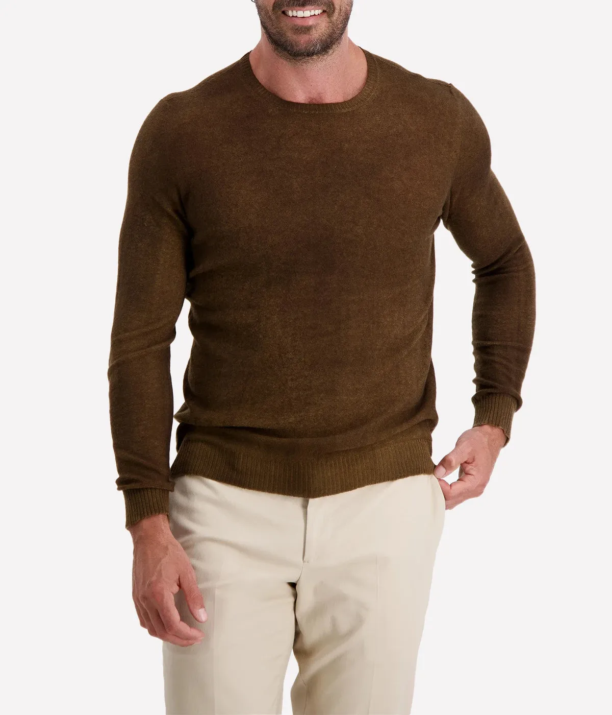 Round Neck Reversible Pullover in Sughero
