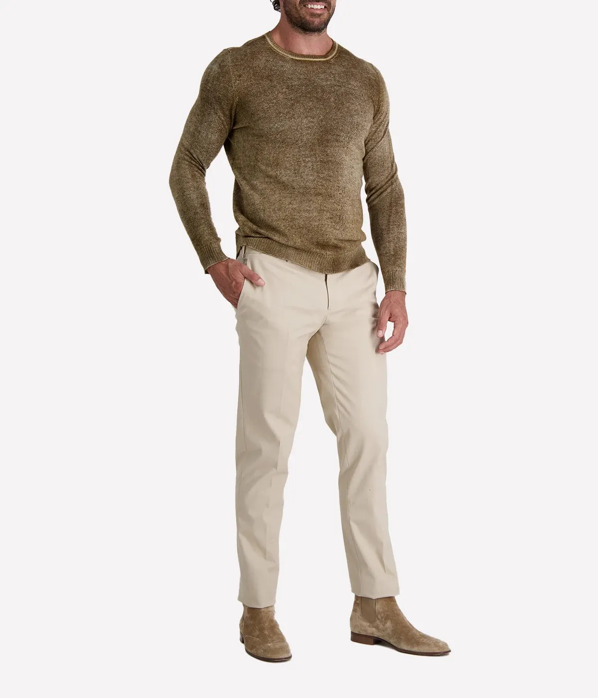 Round Neck Reversible Pullover in Sughero