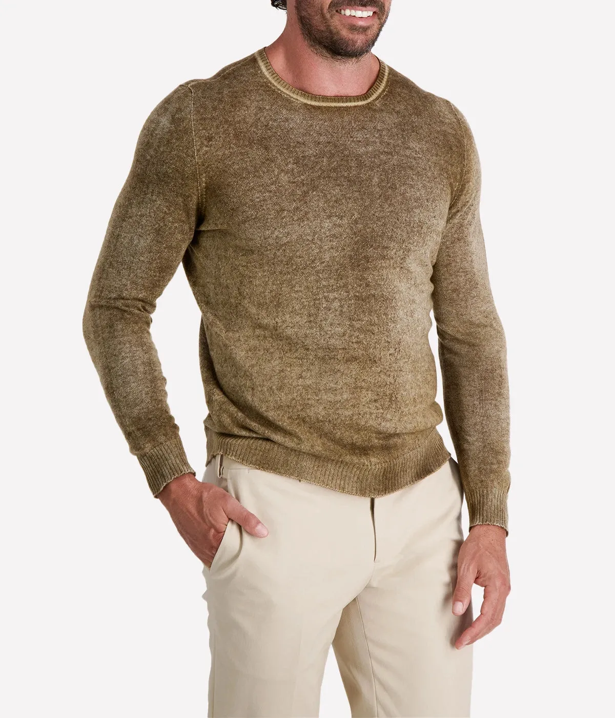 Round Neck Reversible Pullover in Sughero