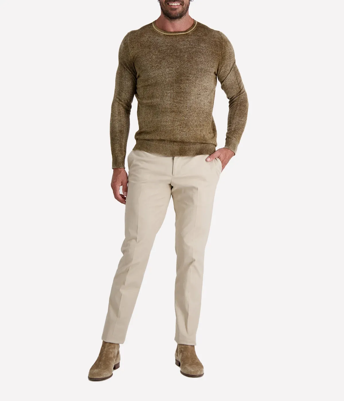 Round Neck Reversible Pullover in Sughero