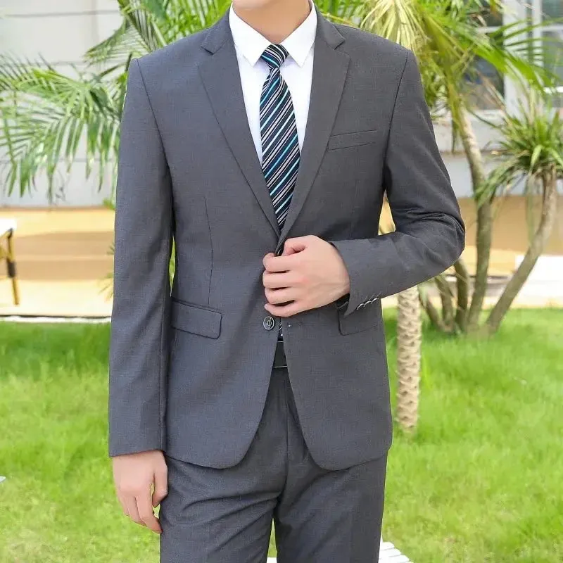 S-8XL (Blazer pants) Fashion Business Gentleman Italian Style Slim Solid Color Professional Suit