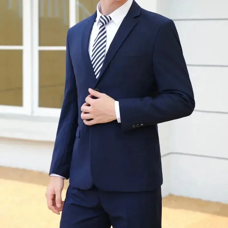 S-8XL (Blazer pants) Fashion Business Gentleman Italian Style Slim Solid Color Professional Suit