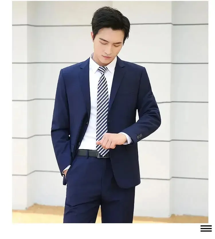S-8XL (Blazer pants) Fashion Business Gentleman Italian Style Slim Solid Color Professional Suit