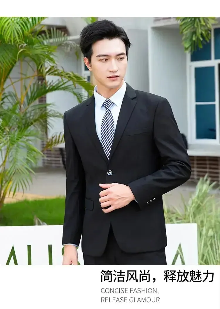 S-8XL (Blazer pants) Fashion Business Gentleman Italian Style Slim Solid Color Professional Suit