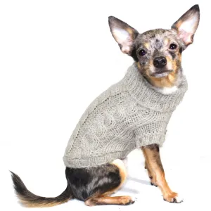SAND ANGORA CABLE KNIT DOG SWEATER