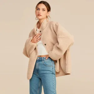 Sherpa Button Front Jacket (Khaki)