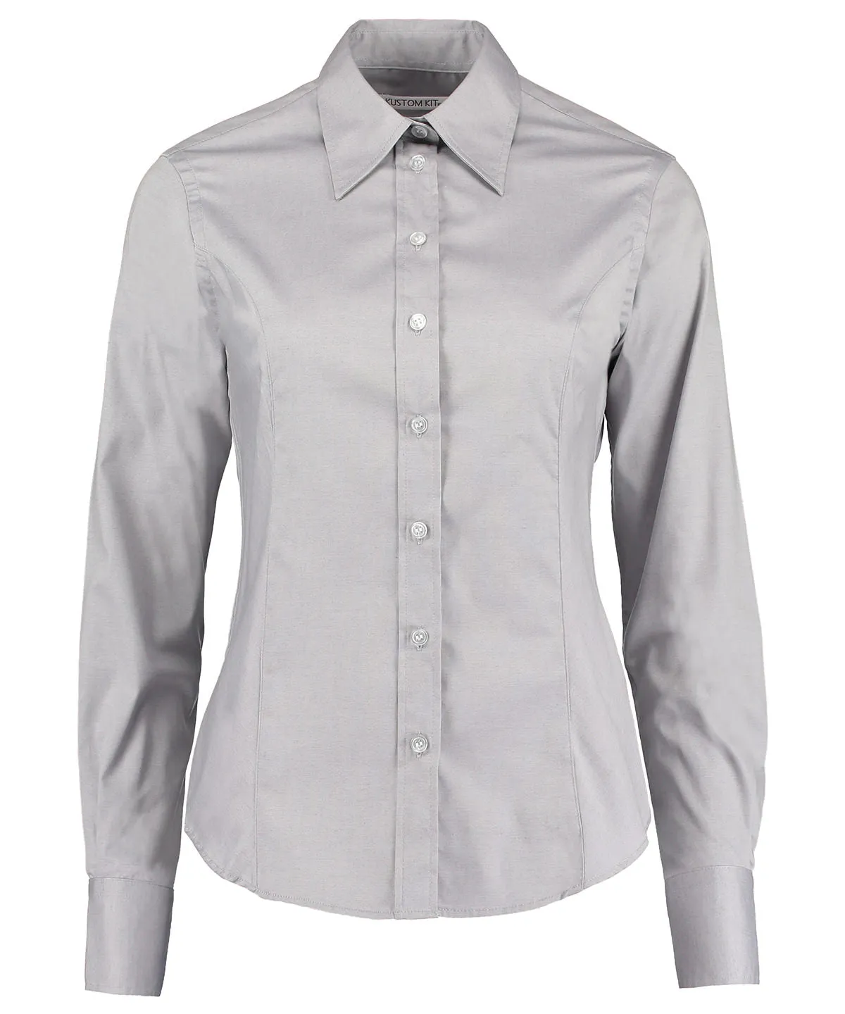 Silver Grey - Women's corporate Oxford blouse long-sleeved (tailored fit)