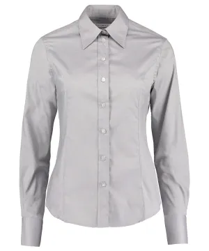 Silver Grey - Women's corporate Oxford blouse long-sleeved (tailored fit)