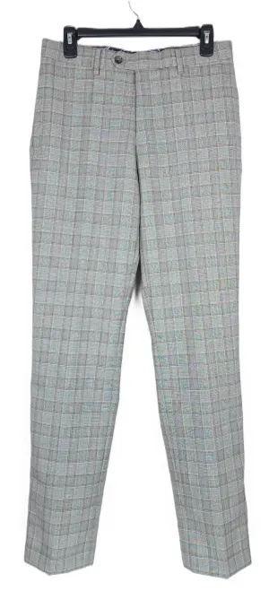 Tallia Mens Slim Fit Plaid Wool Suit Dress Pants Grey Brown 32 x 32