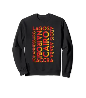 Top Afro Cities Pullover Sweatshirt by Berts Unisex