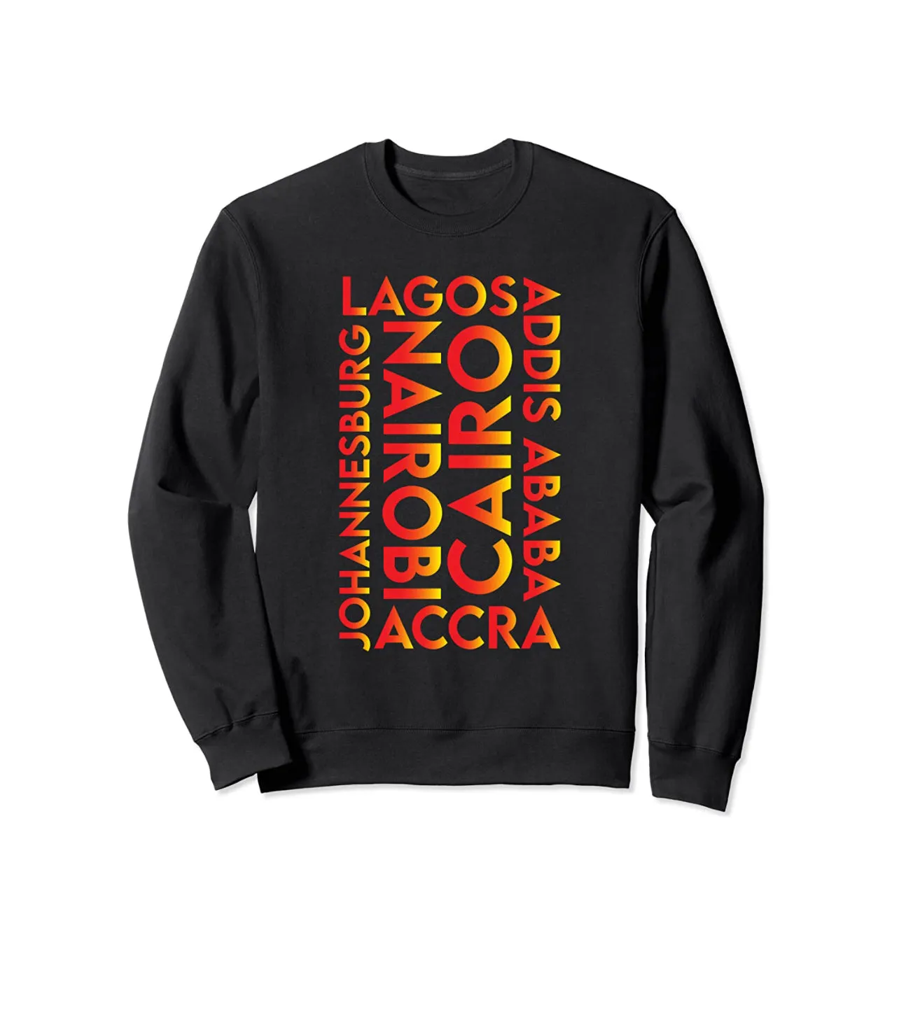 Top Afro Cities Pullover Sweatshirt by Berts Unisex