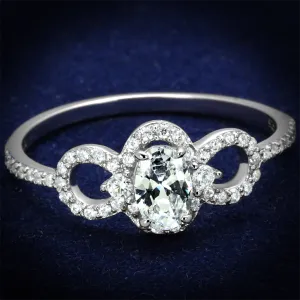 TS486 - 925 Sterling Silver Ring Rhodium Women AAA Grade CZ Clear