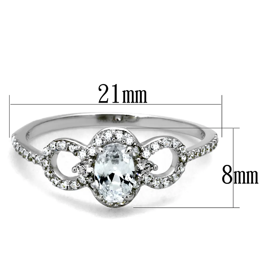 TS486 - 925 Sterling Silver Ring Rhodium Women AAA Grade CZ Clear
