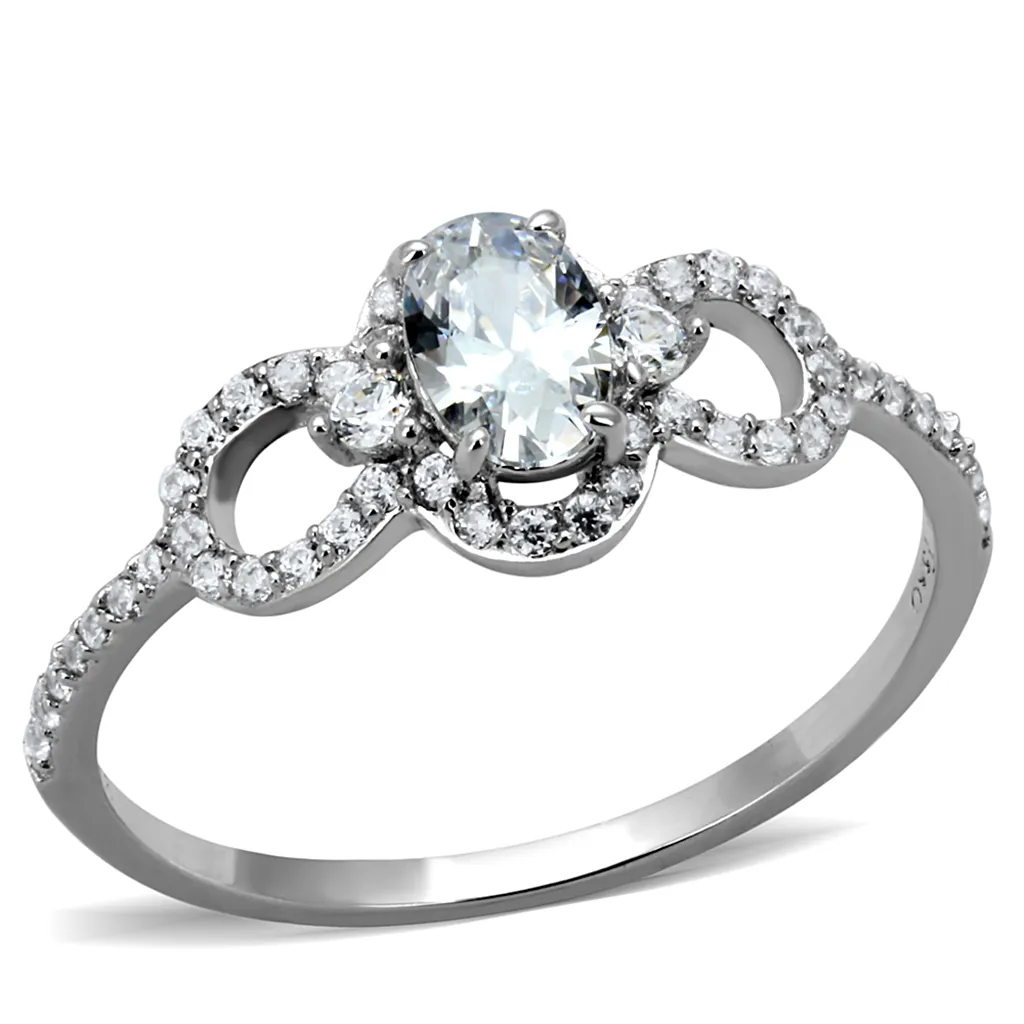 TS486 - 925 Sterling Silver Ring Rhodium Women AAA Grade CZ Clear