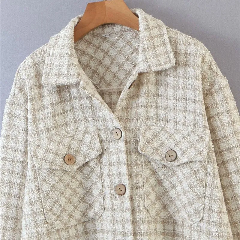 TWEED PLAID LOOSE IRREGULAR SHACKET