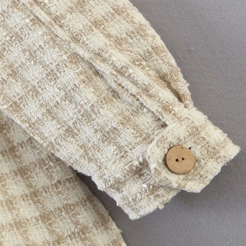 TWEED PLAID LOOSE IRREGULAR SHACKET