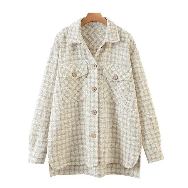 TWEED PLAID LOOSE IRREGULAR SHACKET