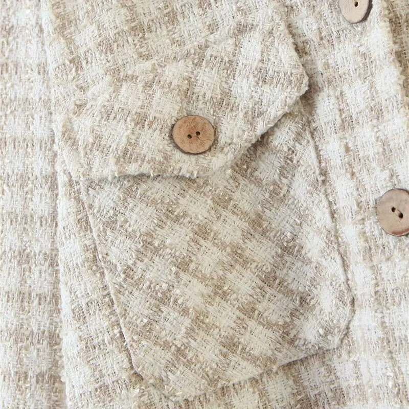 TWEED PLAID LOOSE IRREGULAR SHACKET