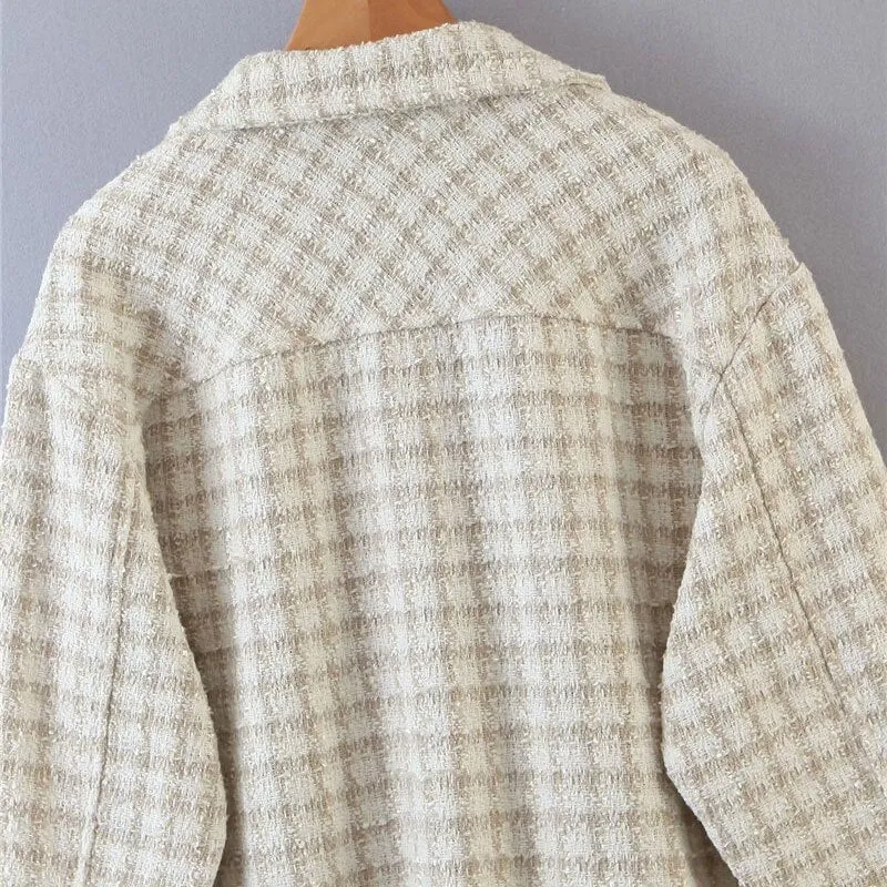 TWEED PLAID LOOSE IRREGULAR SHACKET