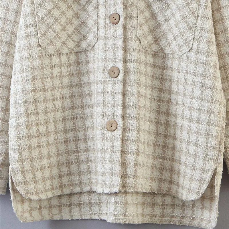 TWEED PLAID LOOSE IRREGULAR SHACKET