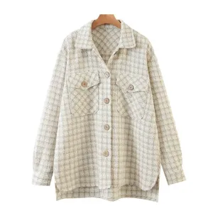 TWEED PLAID LOOSE IRREGULAR SHACKET