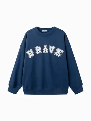 Unisex Daily Life Dark Blue Letter Hoody