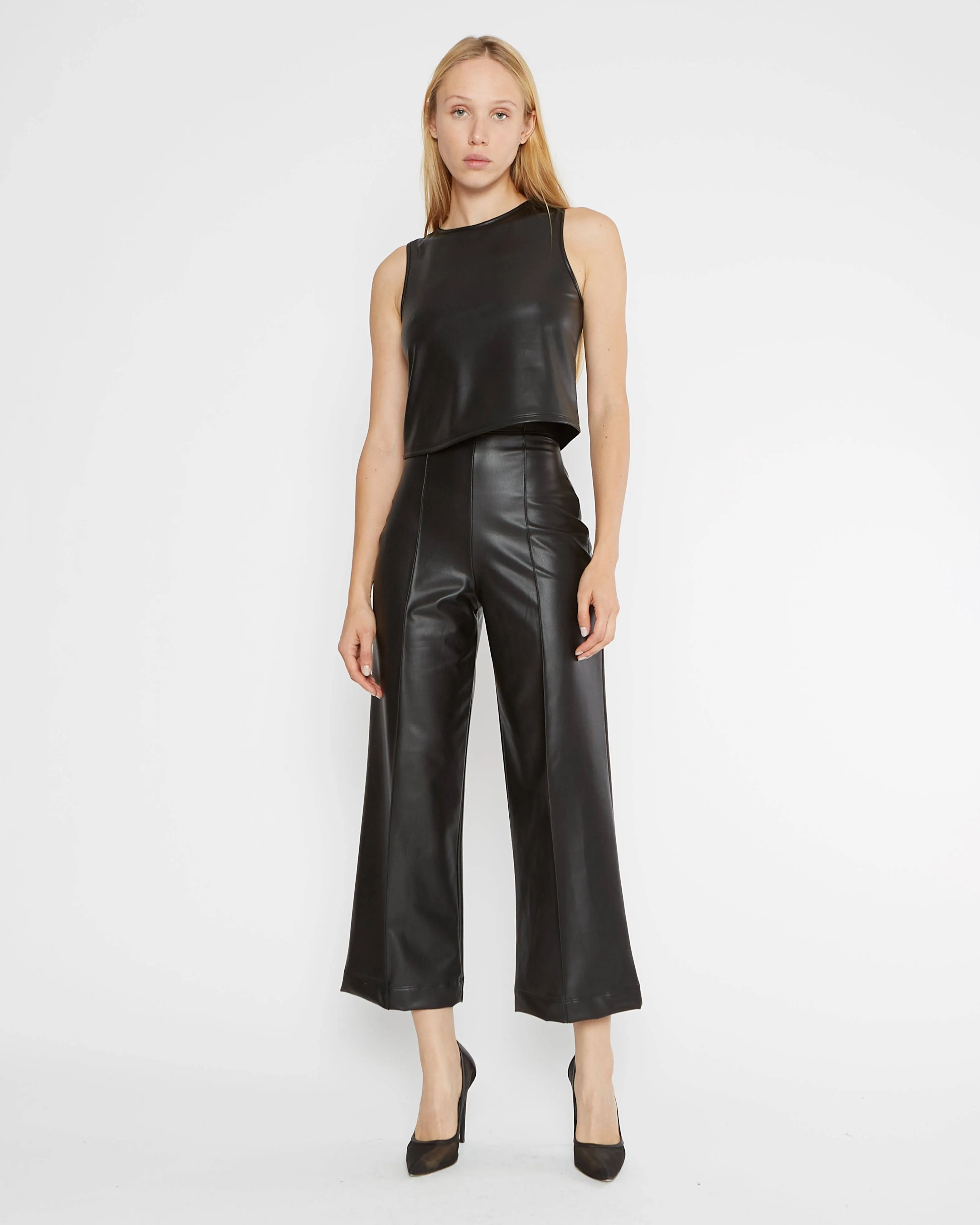 Vegan Leather Cropped Pants