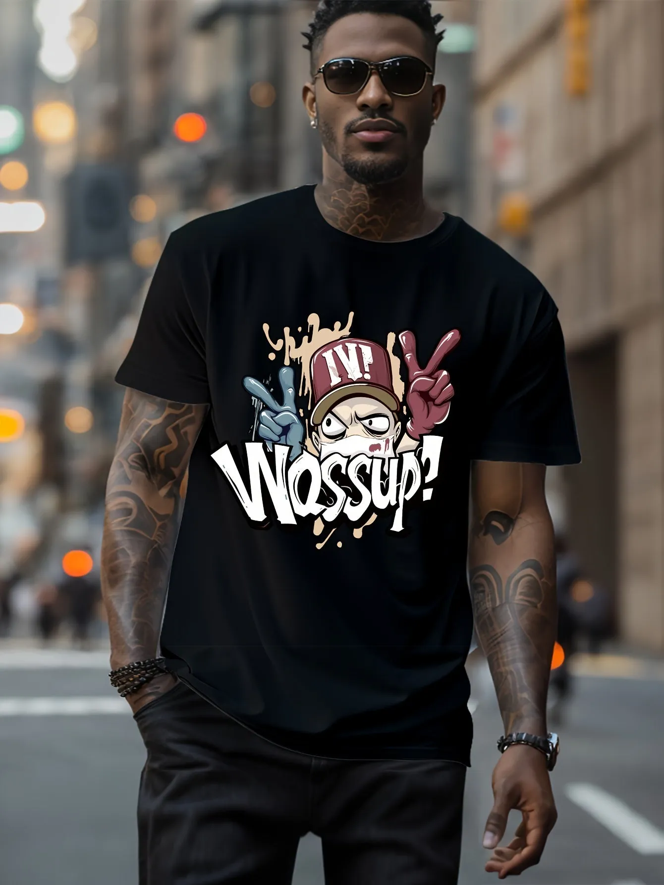 What's Up Fashionable Printed  Men's T-shirts, Casual