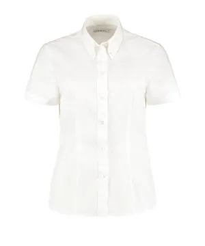 White* - Women's corporate Oxford blouse short-sleeved (tailored fit)