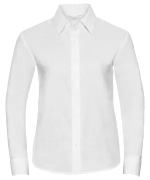 White - Women's long sleeve easycare Oxford shirt