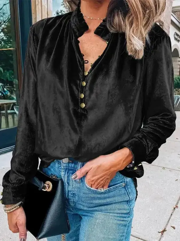 Women’s New Bottoming Shirt Fashionable Stand Collar Long Sleeve Pullover Solid Color Top
